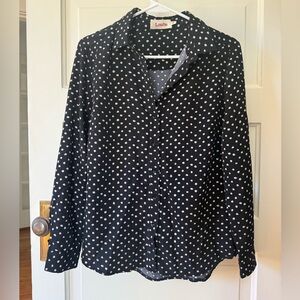 Louche Black Polka Dot Button Down Shirt women’s size 10